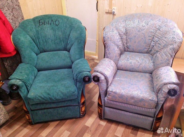 Перетяжка и замена обивки кресел из ткани