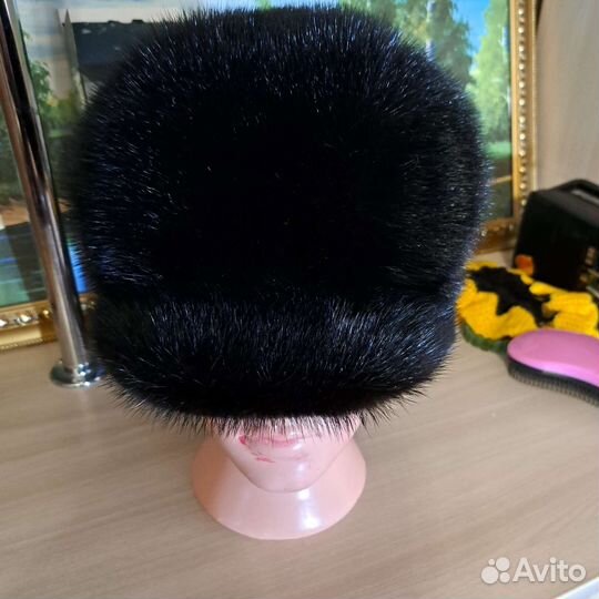 Берет норковый черный