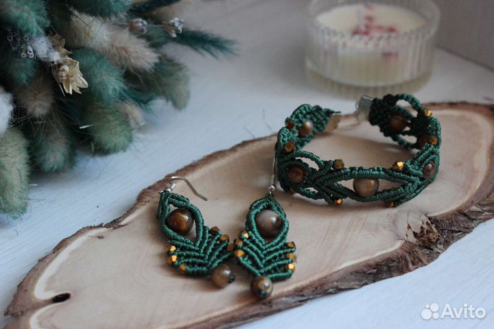 Браслет+серьги ручная работа