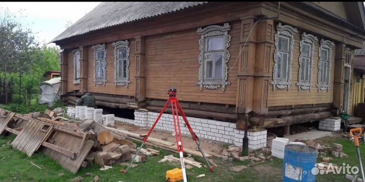 Замена венцов подьем дома