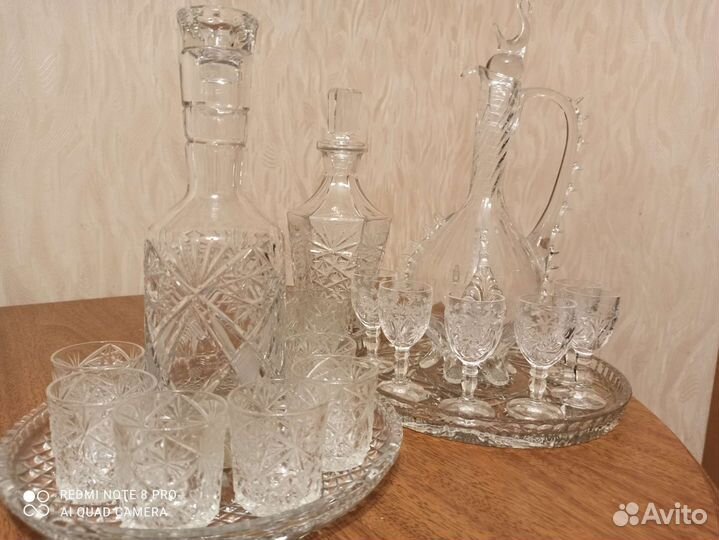 Графины хрустальные со стаканами или рюмками СССР
