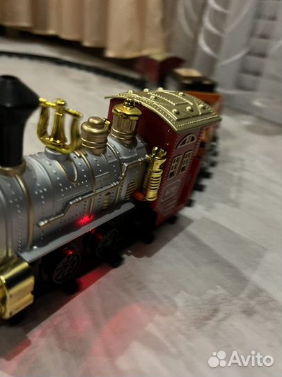Железная дорога паровоз, дым,подсветка,звук