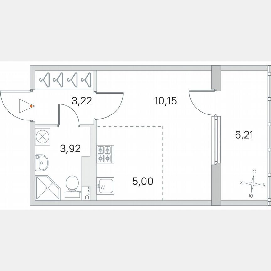 Квартира-студия, 25,4 м², 2/4 эт.
