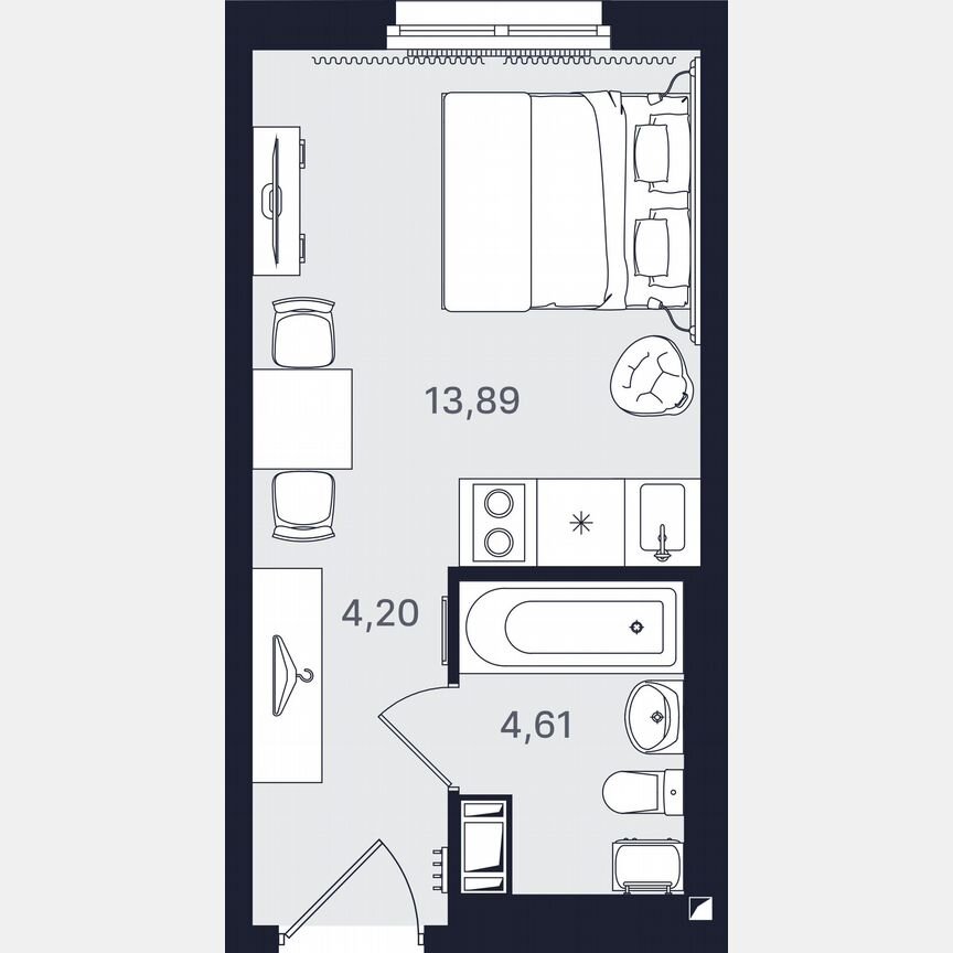Апартаменты-студия, 22,7 м², 18/24 эт.