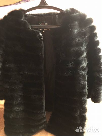 Шуба норка на основе замши