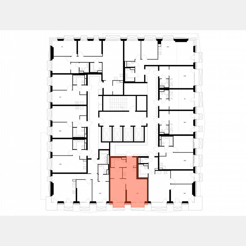 1-к. квартира, 43,7 м², 2/26 эт.
