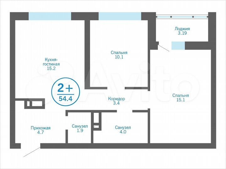 2-к. квартира, 57 м², 13/17 эт.