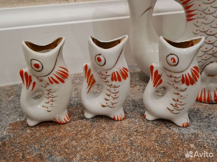 Графин Штоф Рыбки с рюмками СССР