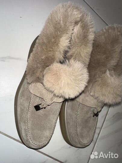 Лоферы женские с натуральным мехом