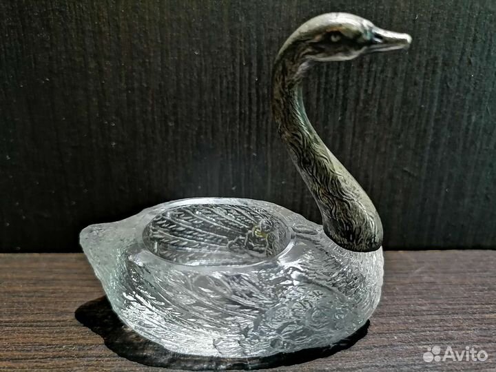 Лебедь. Серебро, хрусталь. Европа. Антиквариат