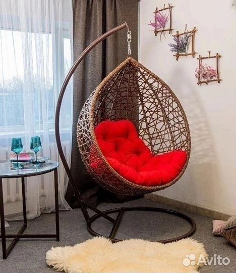 Подвесное кресло кокон капля ротанг