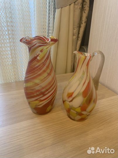 Ваза цветное гутное стекло