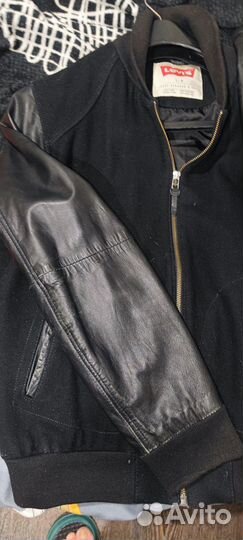 Мужской кожаный бомбер