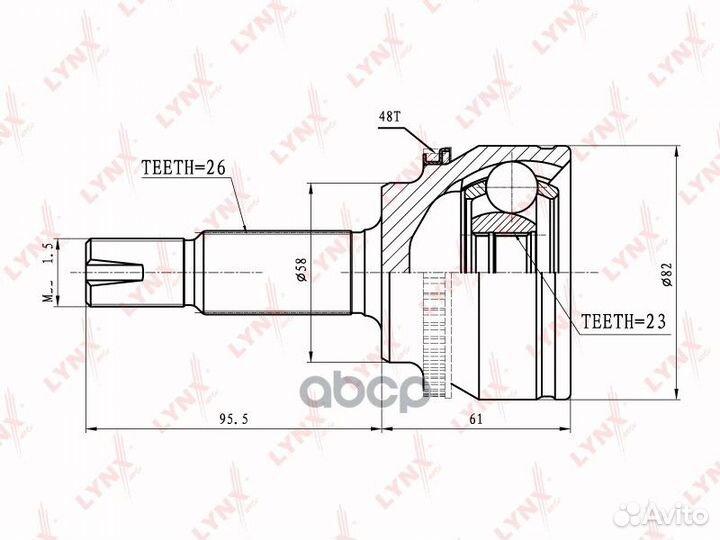 ШРУС наружный перед прав/лев CO7562A lynxauto