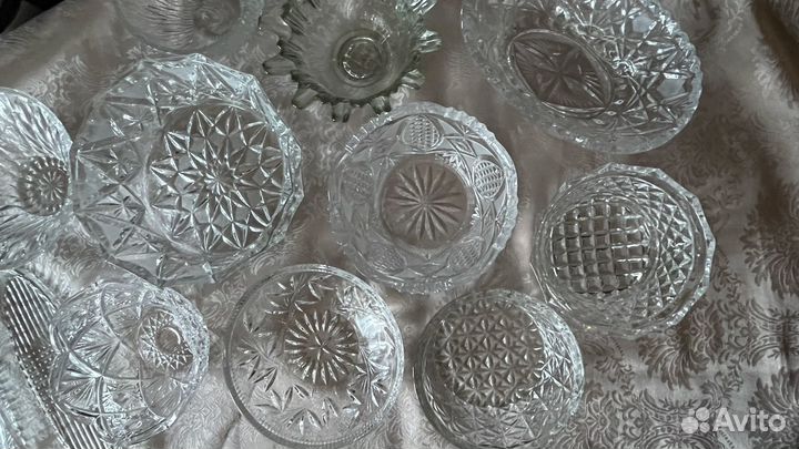 Хрустальные фужеры бокалы рюмки салатники