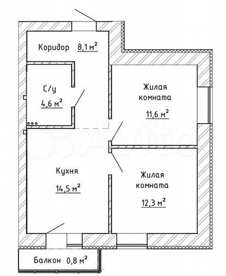 2-к. квартира, 48 м², 6/9 эт.
