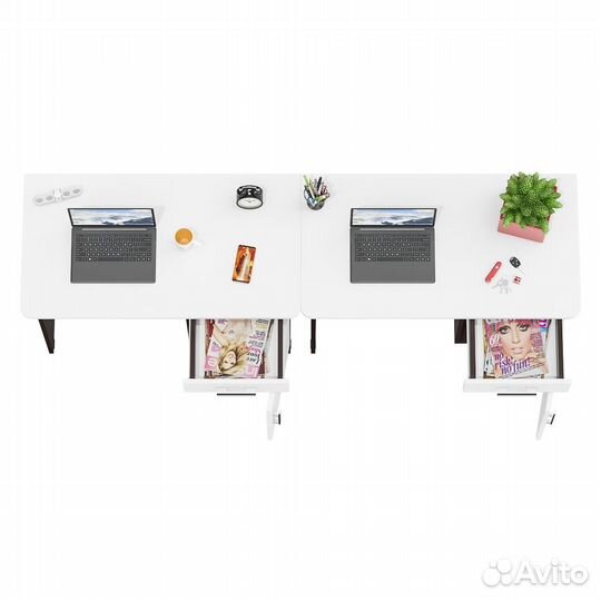 Два письменных стола Мебельный Двор 1-09 цвет венге/белый шагрень, шхгхв 210х57х75 см