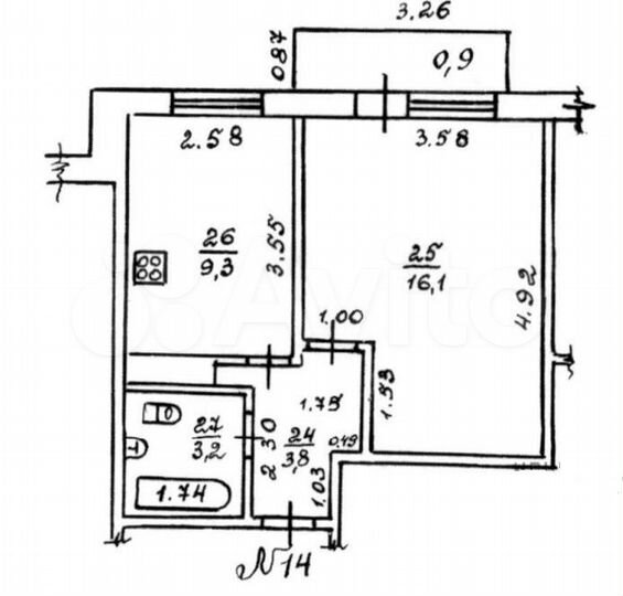 1-к. квартира, 32,4 м², 2/3 эт.