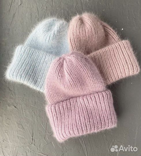 Шапка варежки снуд из пуха норки и ангоры