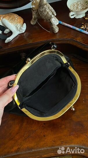 Сумка натуральная кожа винтаж черная