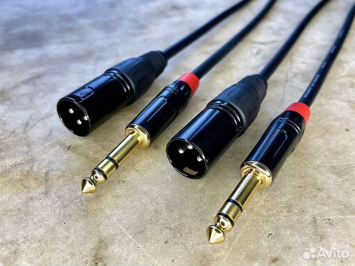 Кабели XLR Jack 6.3 (2шт) Neutrik Canare (Japan) +