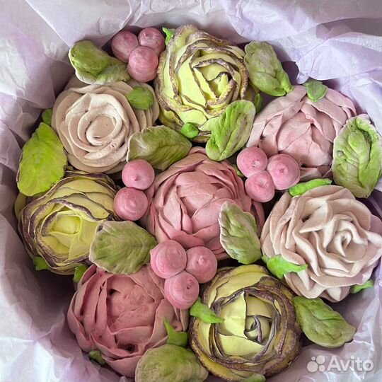 Зефирные цветы в коробке