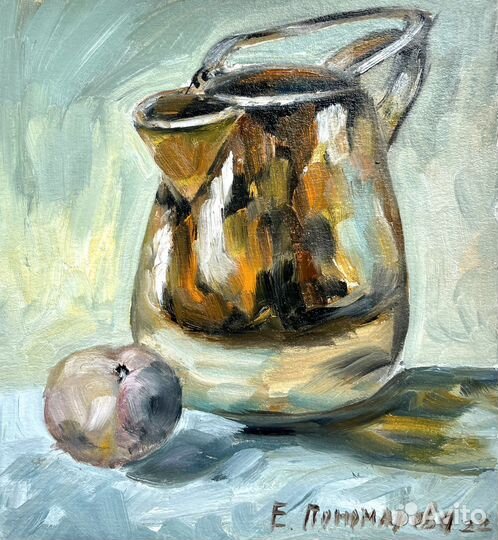 Картина маслом на картоне. Кувшин