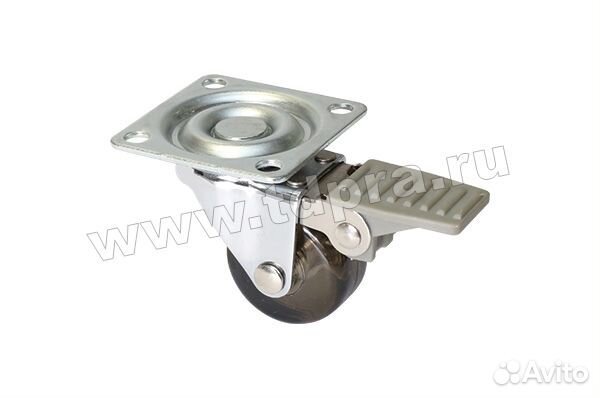 Колесо d35 Н.51 с тормозом, отделка хром глянец/д