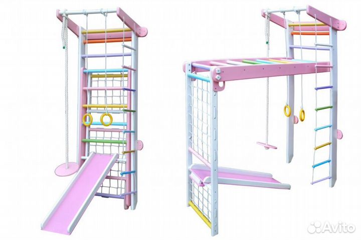 Детский раскладной спорткомплекс Буратино-бело-роз