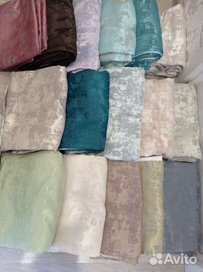 Шторы готовые, мрамор, рогожка блэкаут 3-4м