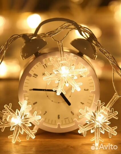 Гирлянда снежинка 3 метра на батарейках