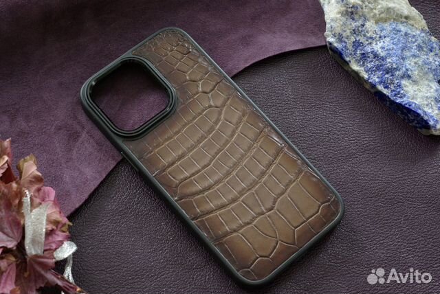Чехол на iPhone 13,14, 15. Кожа крокодил. Handmade