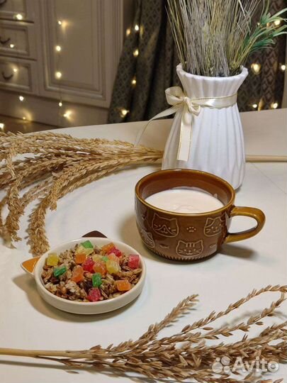 Кружка с блюдцем с котиками