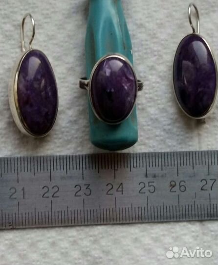 Тройка - серьги, кольцо 18.5