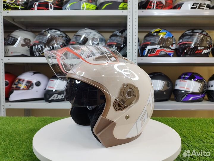 Мотошлем AXK GT полуоткрытый с двойным визором