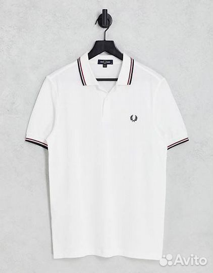 Мужское поло Fred Perry red stripes 2 белое