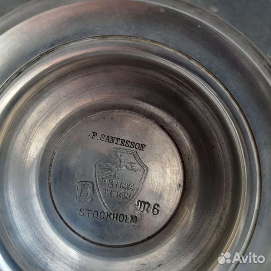 Антикварная оловяная кружка Сантессон