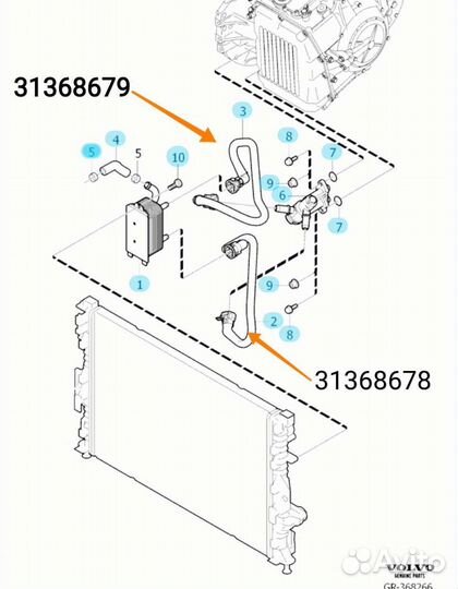 Шланг охлаждения АКПП Volvo