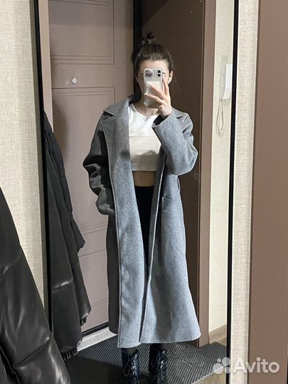 Пальто женское серое