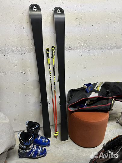 Горнолыжный комплект ботинки палки крепления чехлы