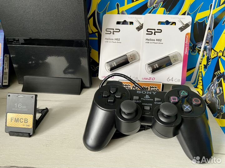 Sony PS2 Slim +60 Лучших Игр +2 джойстика+Комплект