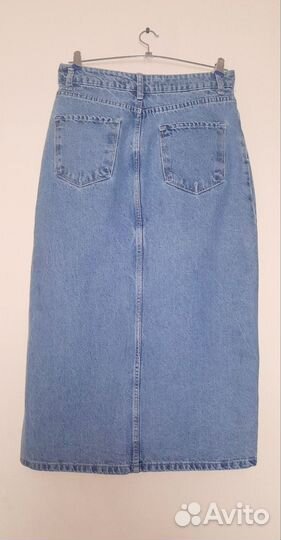 Джинсовая юбка с разрезом 42 44