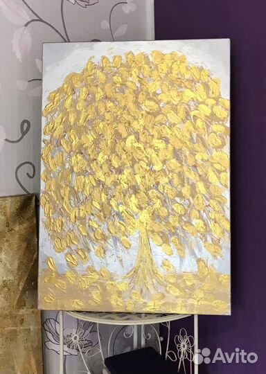 Картина зодотое дерево достатка 70х50х1,8 см