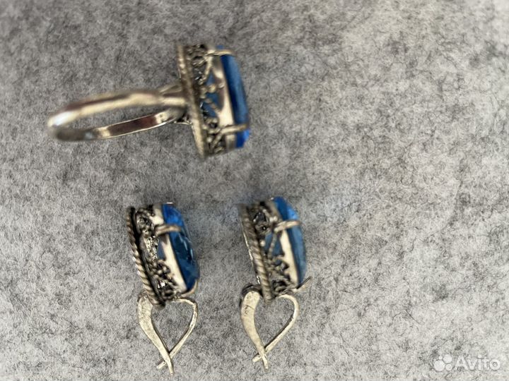 Серьги и кольцо серебро