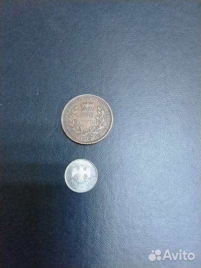 Монета стювер Демера и Эссекибо Бр. 1 стивер 1813г