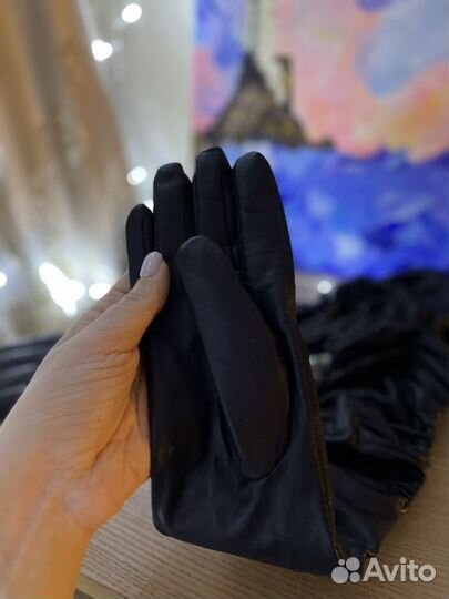 Вдлиненные перчатки кожзам Снежная королева