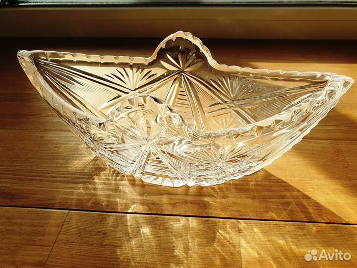 Хрустальная ладья конфетница ваза СССР