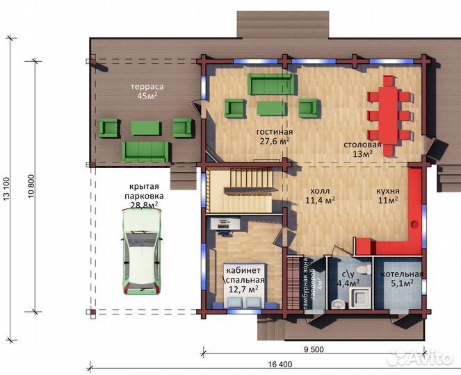 Комплект дома из клееного бруса 202 кв