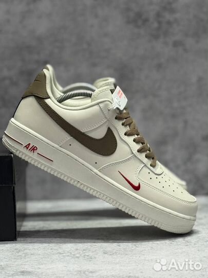 Кроссовки Nike Air Force 1 White Brown (Арт.59613)