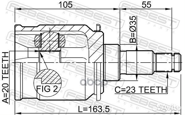 Шрус внутренний задний 20x35x23 0311relhr Febest